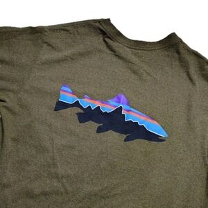 Patagonia Mens Long Sleeve Responsibilitee Shirt Fitz Roy Trout Green Size Small